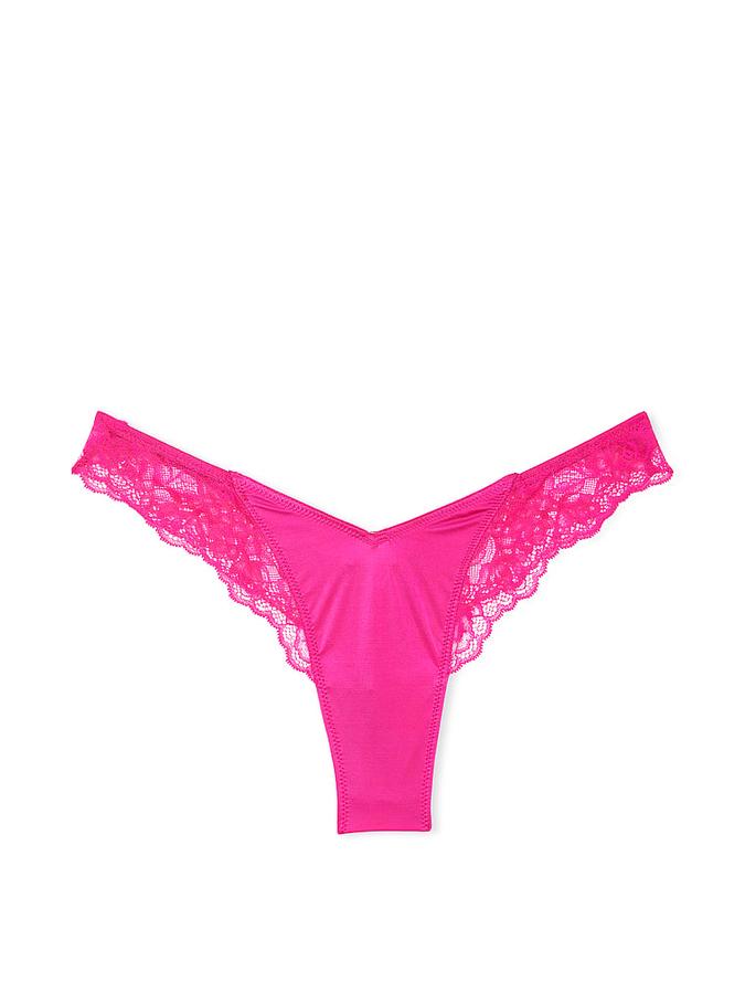 Lace-Trim High-Leg Thong Panty image number 1
