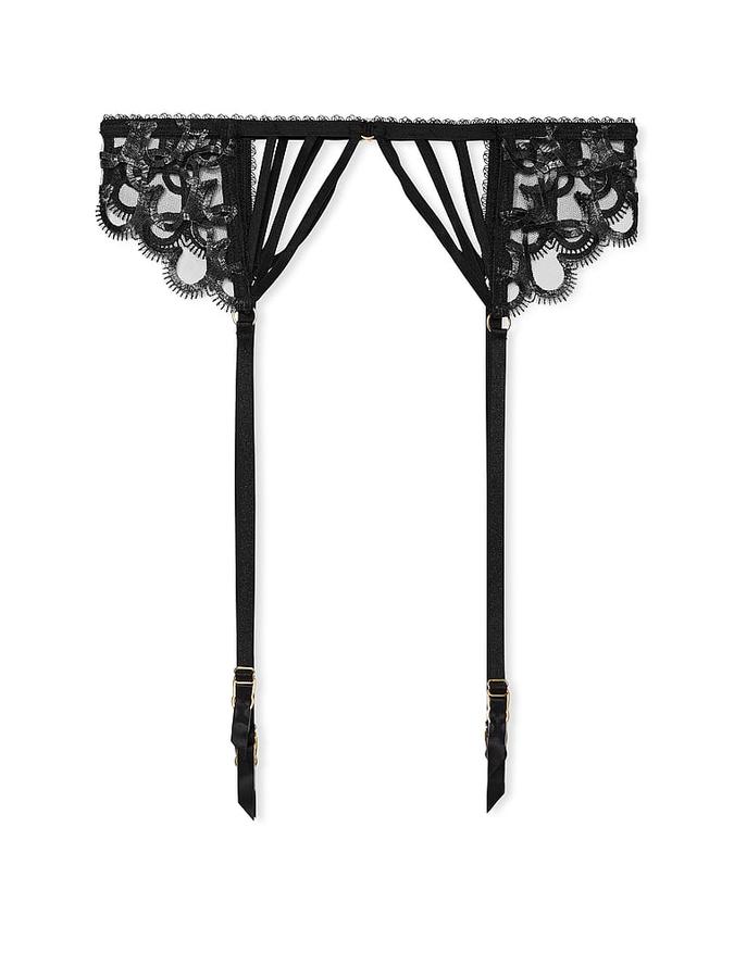 Shimmer Heart Embroidery Garter Belt image number 2