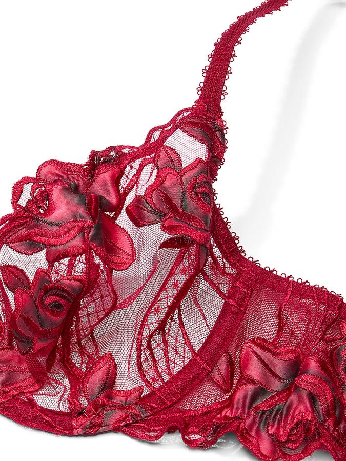 Red Rose Unlined Low-Cut Demi Bra image number 3