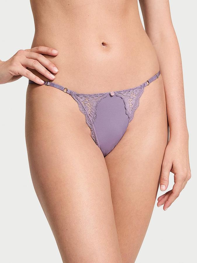 Lace-Trim Adjustable V-String Panty