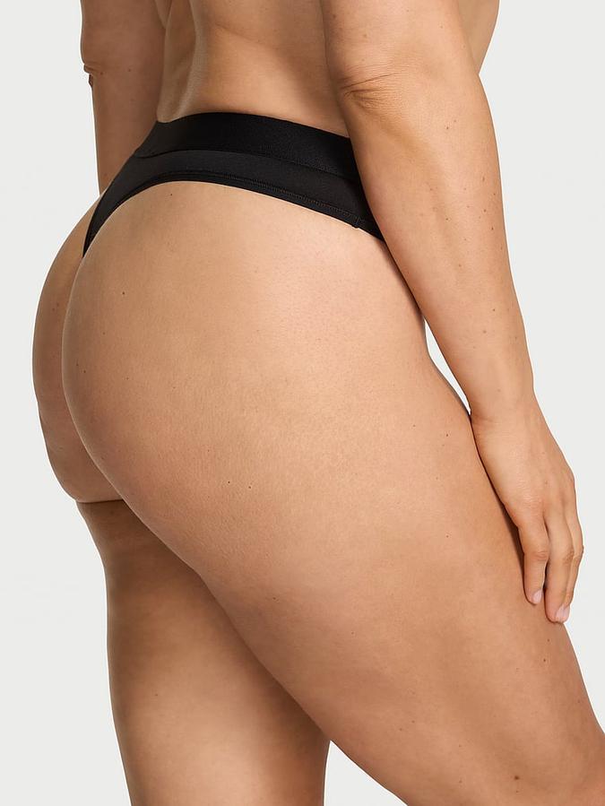 Logo Cotton Shine Patch Thong Panty