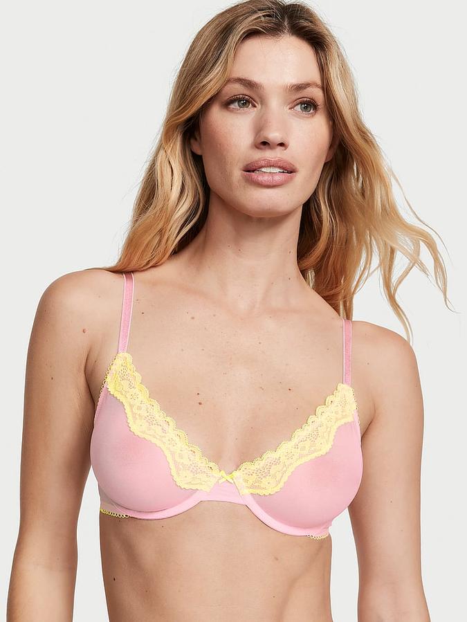 Fun & Flirty Lace-Trim Unlined Demi Bra image number 0