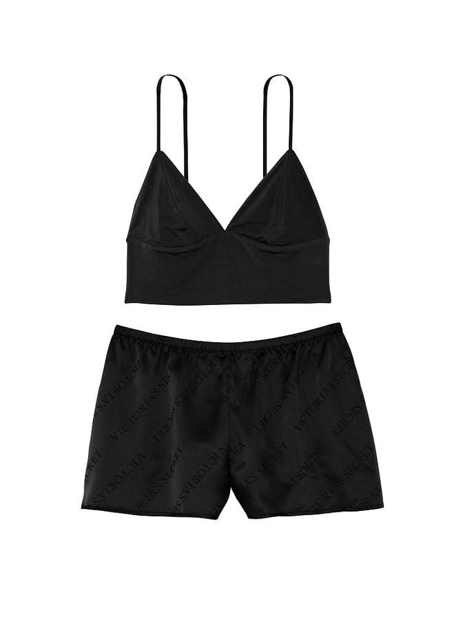 Modal Cropped Cami Satin Shorts Set image number 2