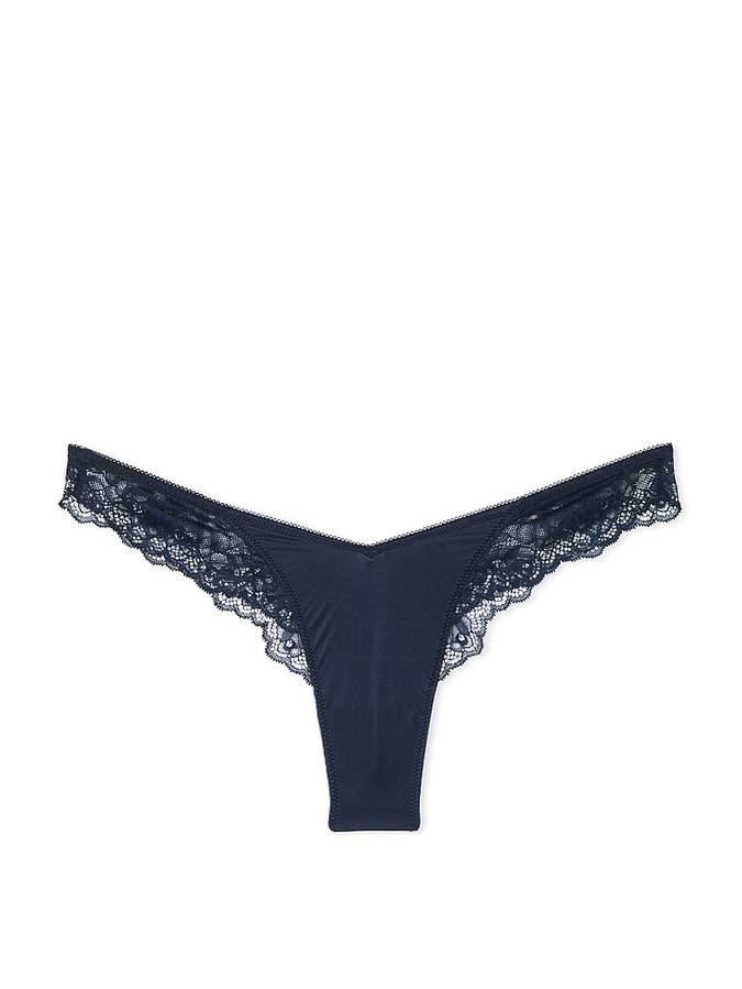 Rose Lace-Trim High-Leg Thong Panty image number 1