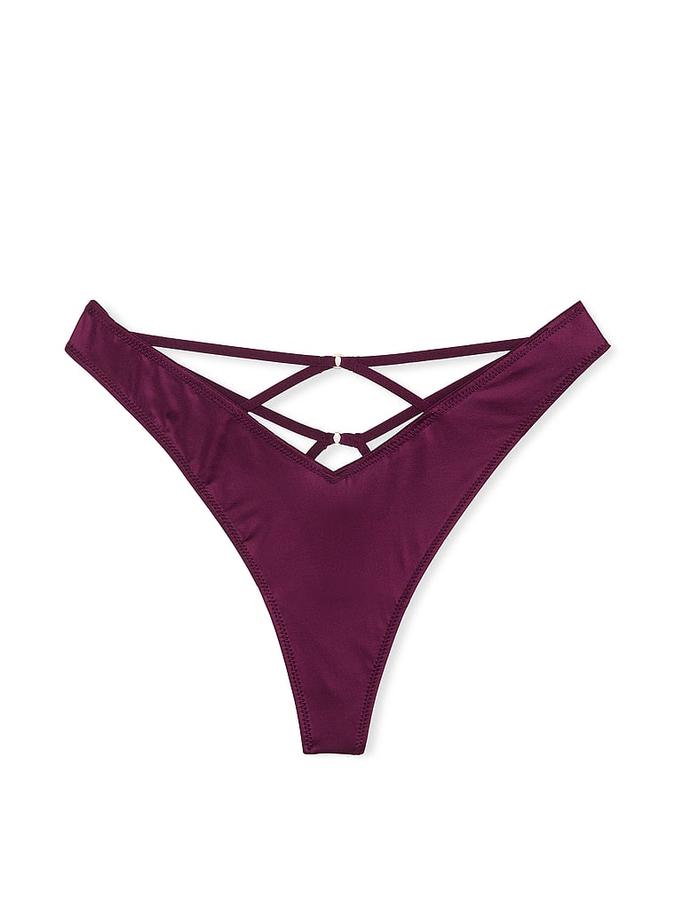 Smooth Strappy-Back High-Leg Thong Panty