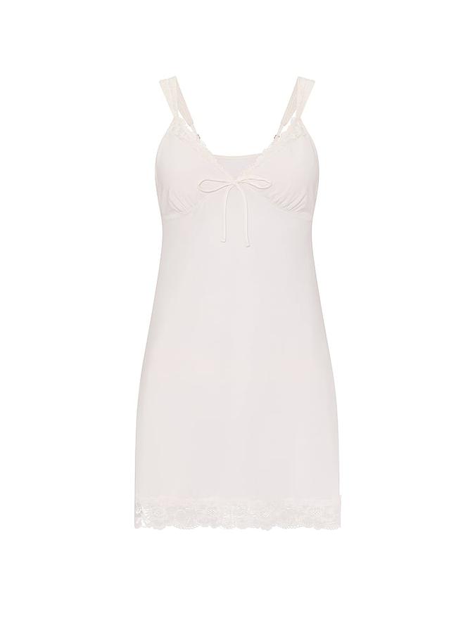 SoSoft&trade; Modal Lace-Trim Bridal Mini Slip image number 2