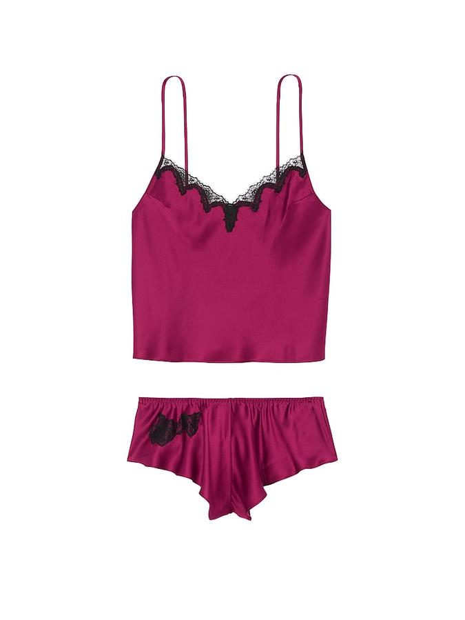 Satin Rose Lace-Trim Cami & Flutter Short Set image number 2