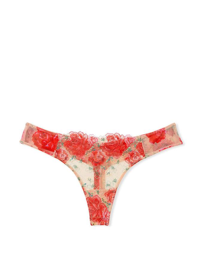 Floral Embroidery Thong Panty image number 1