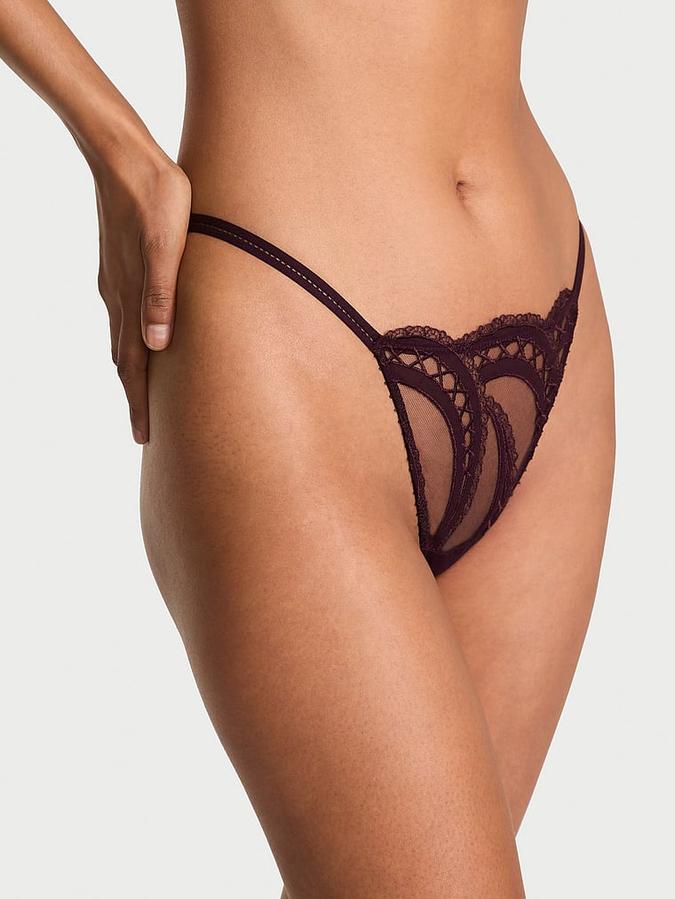 Laces Out Embroidery Adjustable V-String Panty image number 0
