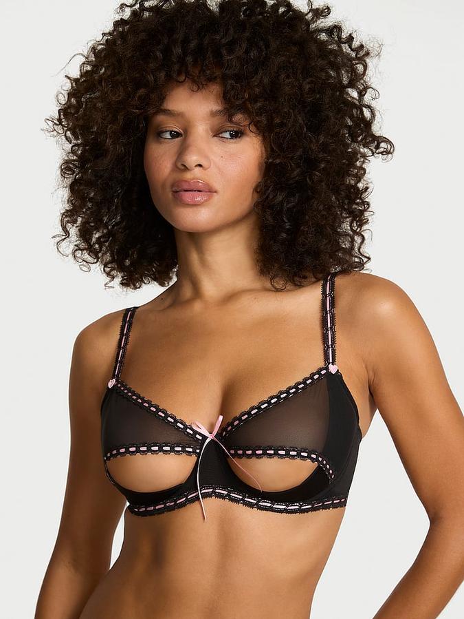 Wicked Unlined Ribbon Slot Open-Cup Balconette Bra