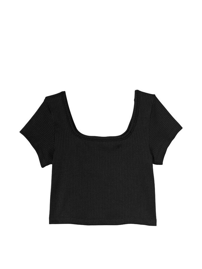 Seamless Rib Short-Sleeve Crop Top image number 2