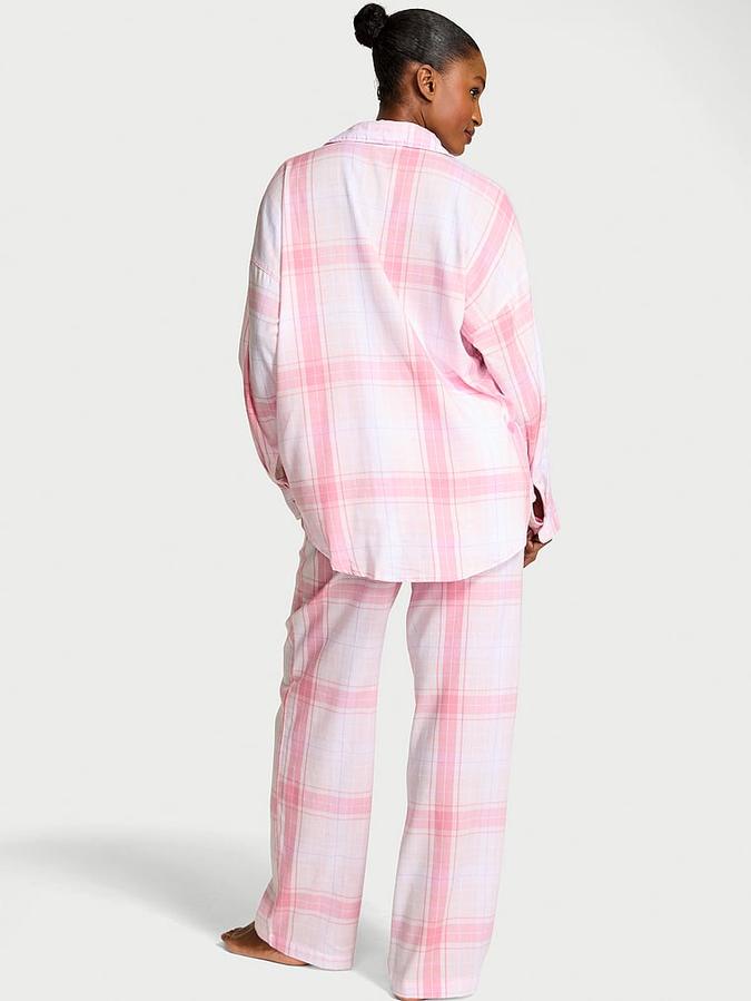 Modal-Cotton Gingham Long Pajama Set