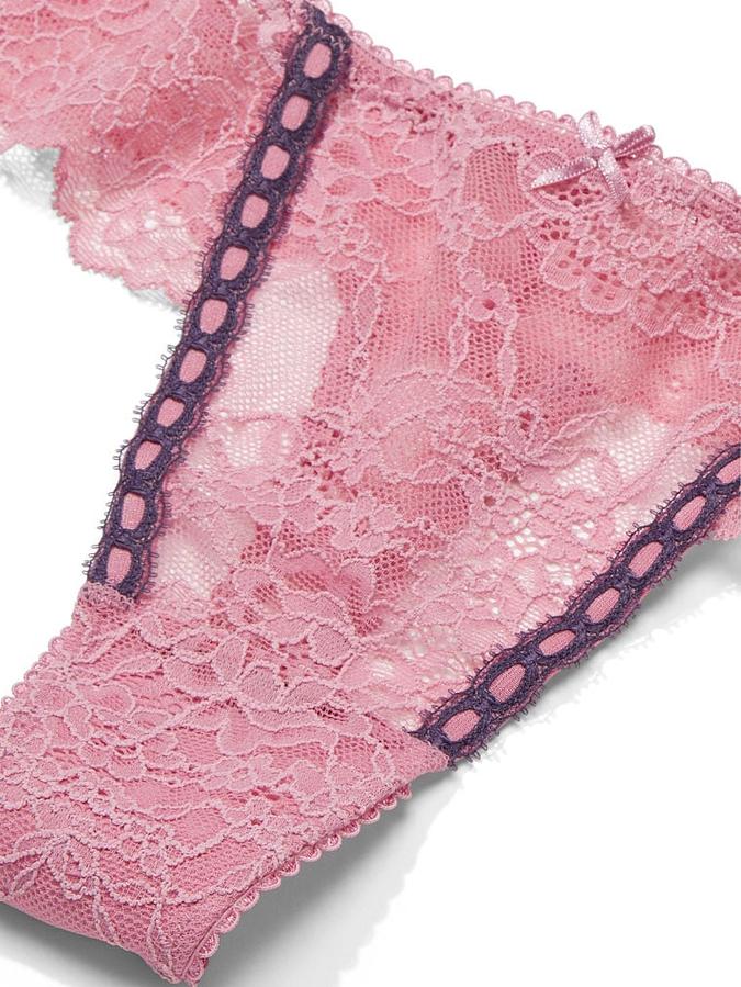 Ribbon Slot Lace Thong Panty image number 1