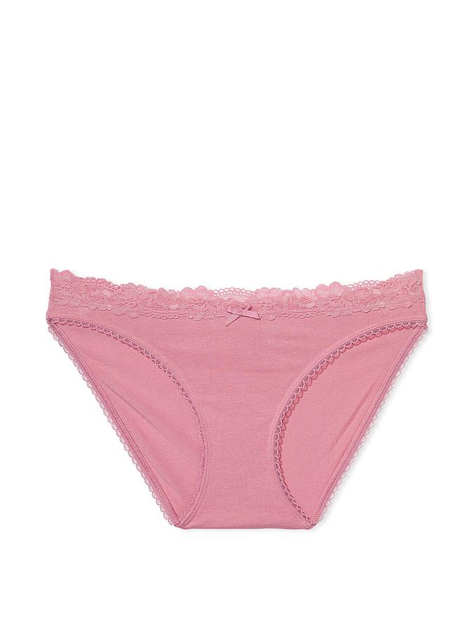 Stretch Cotton Lace-Waist Bikini Panty image number 2