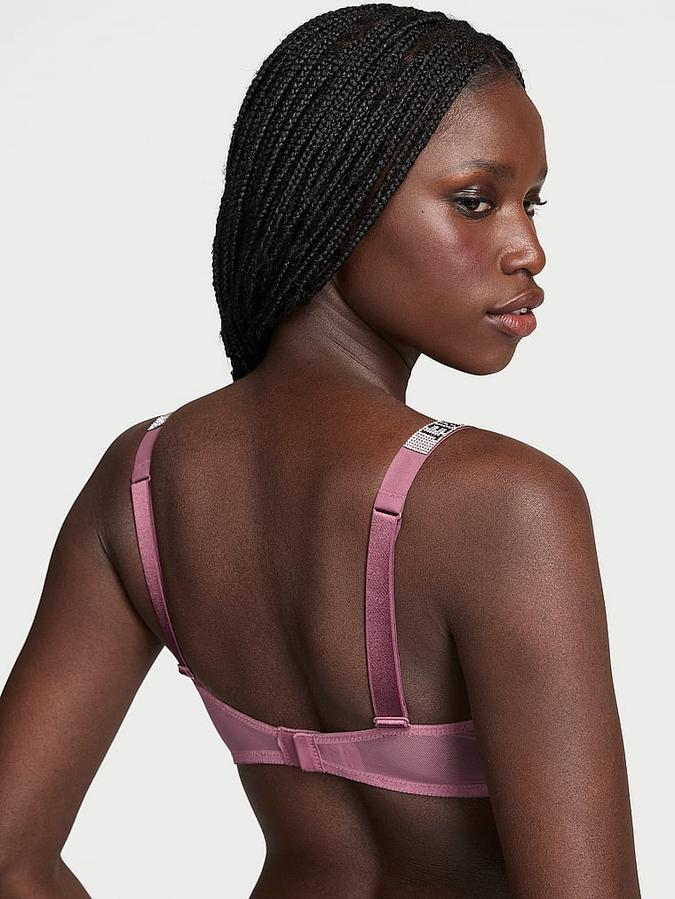 Shine Strap Rose Lace Lightly Lined Low-Cut Demi Bra