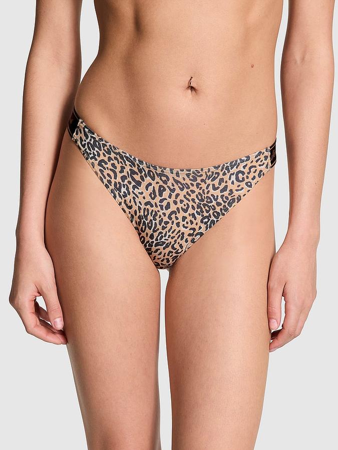Logo Cotton High-Leg Thong Panty