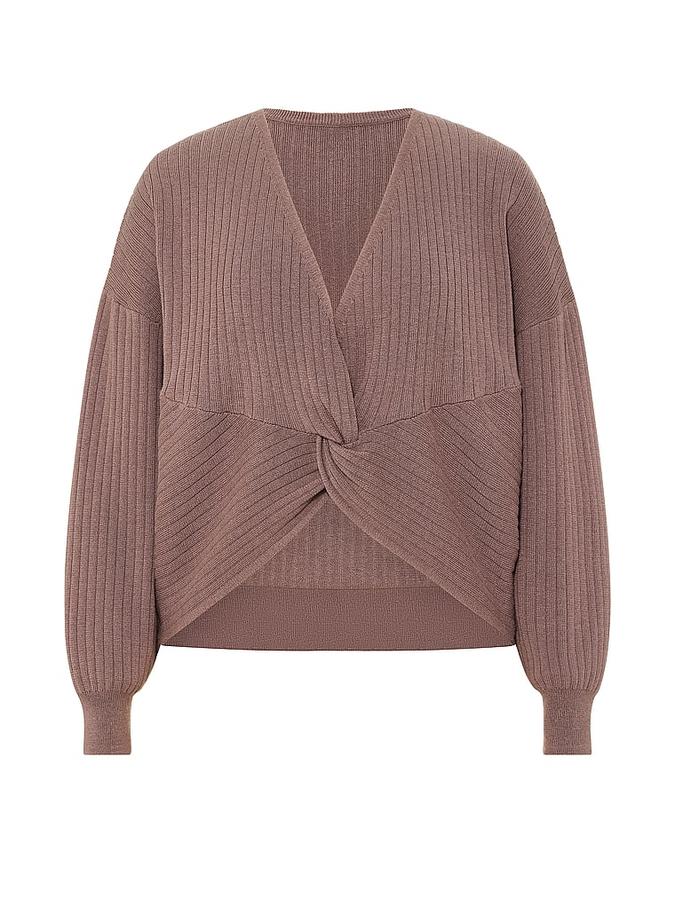 Twist Rib Knit Crop Sweater image number 2