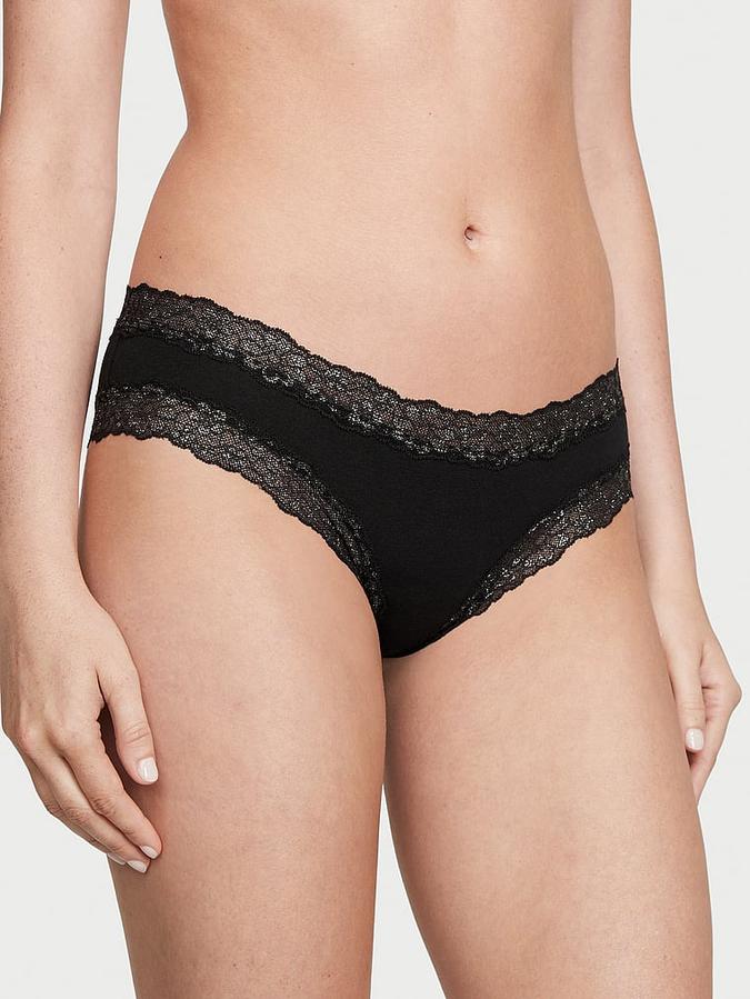 Shimmer Lace-Waist Cotton Cheeky Panty image number 0