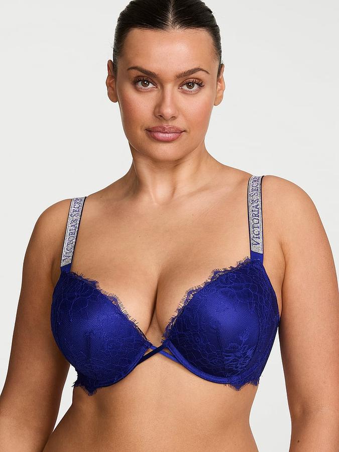 Bombshell Add-2-Cups Shine Strap Rose Lace Push-Up Bra