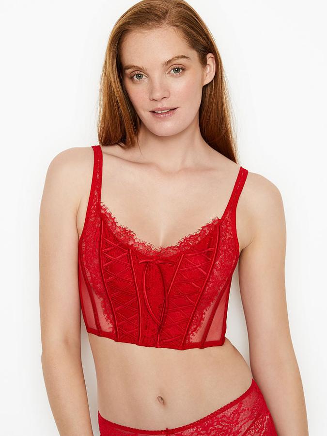 Unlined Lace-Up Corset Top image number 0