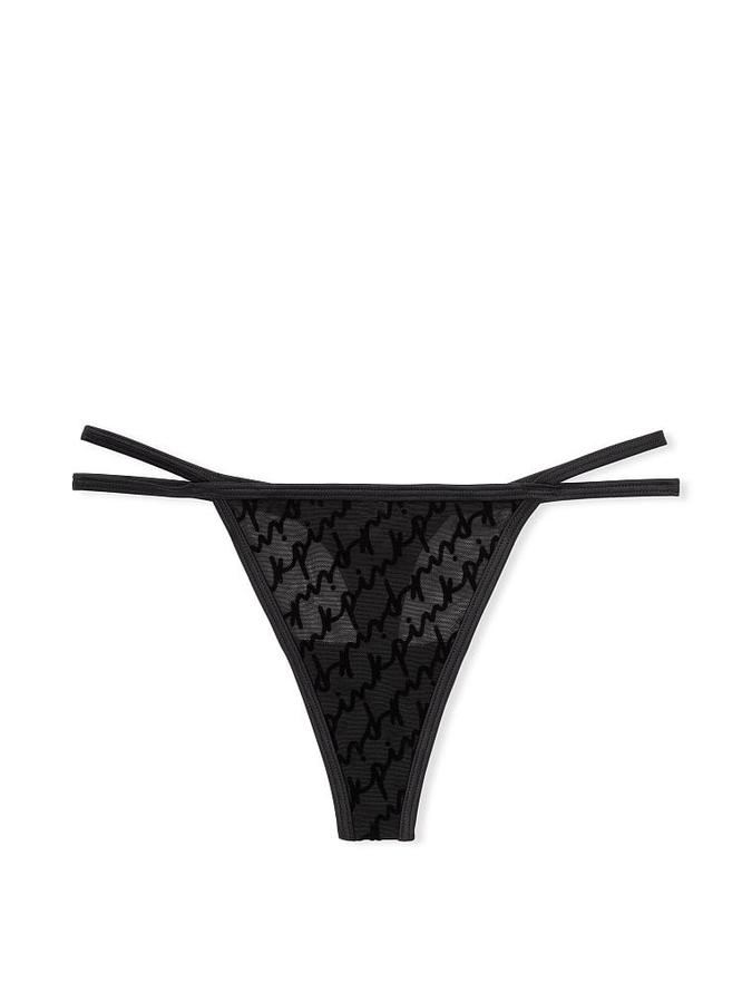 Flocked Mesh Thong Panty