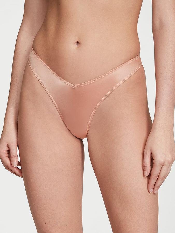 Beige Smooth Strappy-Back High-Leg Thong Panty Smooth Strappy-Back High-Leg Thong Panty