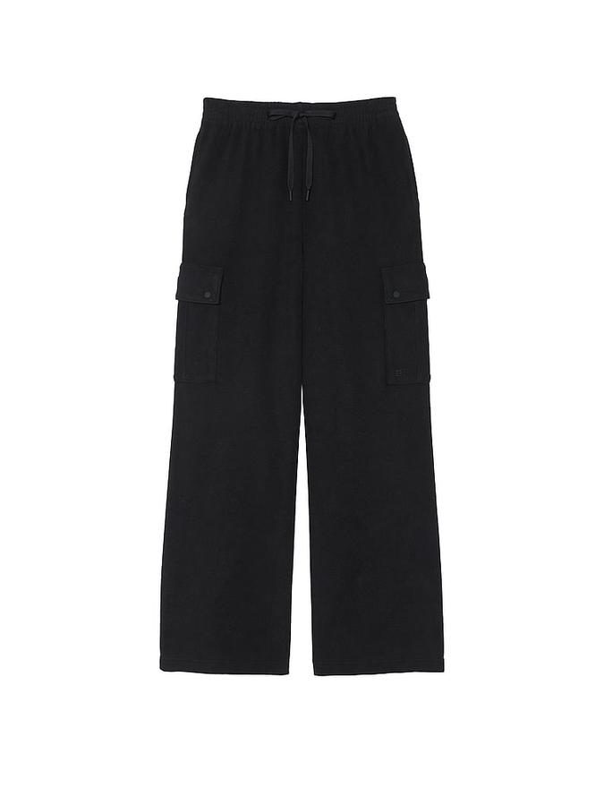 PINK Micro Fleece Wide-Leg Cargo Pants image number 2