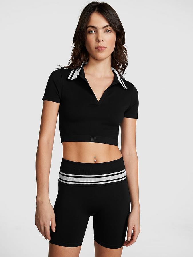 PINK Flip It Seamless Foldover Bike Shorts image number 0