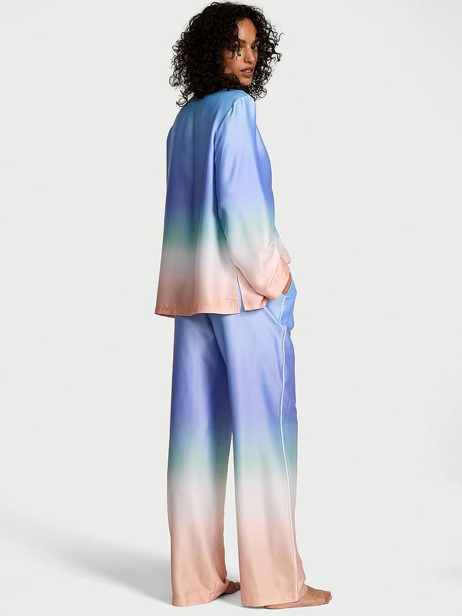 Glazed Satin Ombré Long Pajama Set image number 1