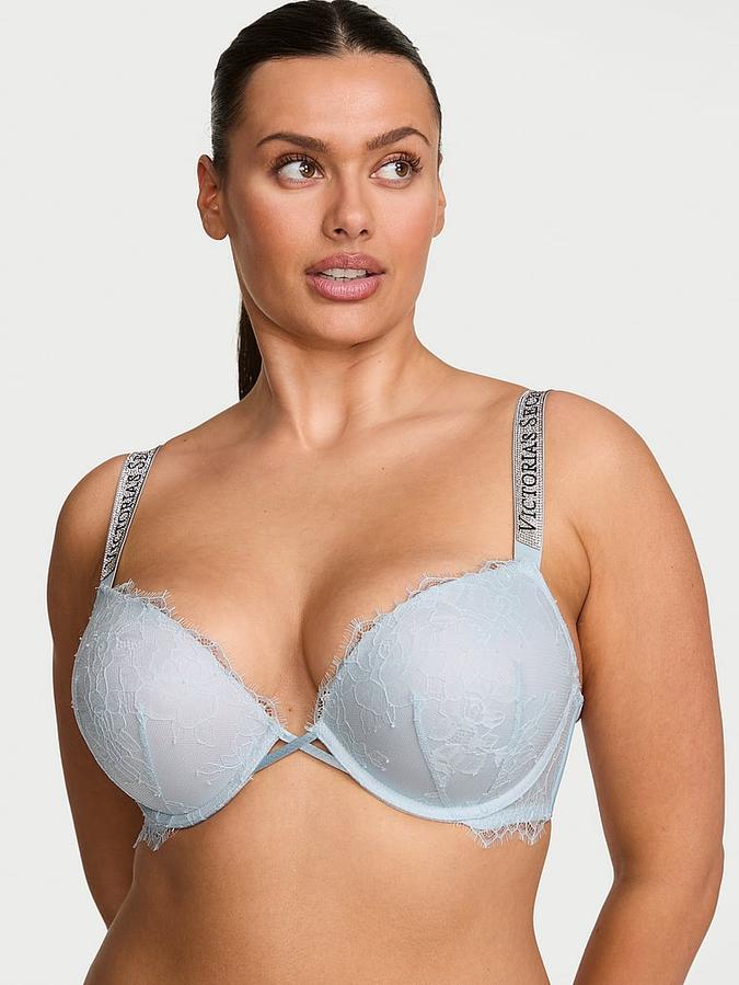 Bombshell Add-2-Cups Shine Strap Rose Lace Push-Up Bra