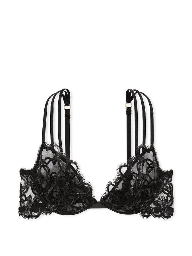 Shimmer Heart Embroidery Low-Cut Demi Bra image number 2