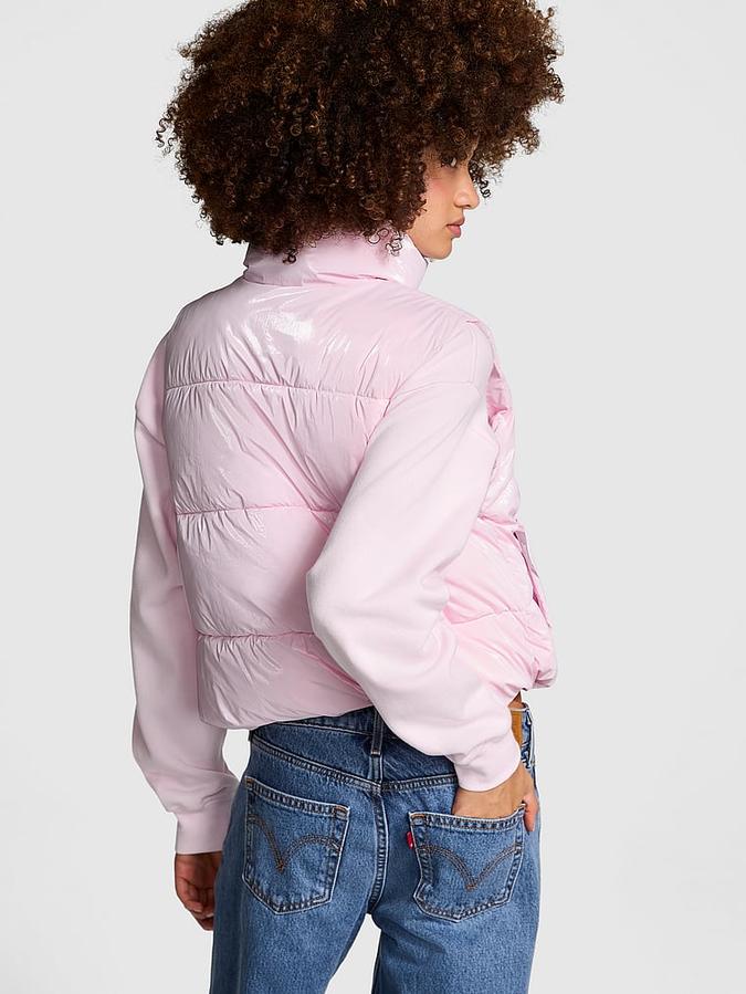 High Shine Marshmallow Puffer Vest by PINK image number 1