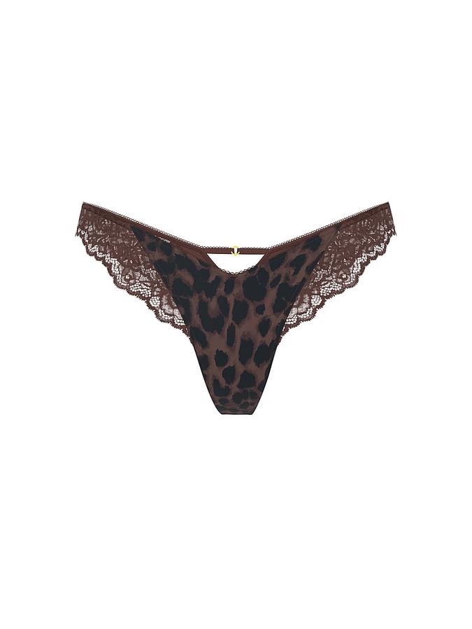 Rose Lace-Trim High-Leg Thong Panty image number 2