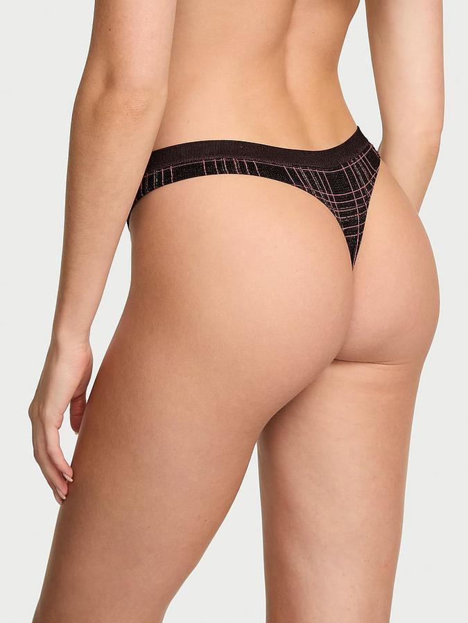Seamless Shimmer Plaid Thong Panty