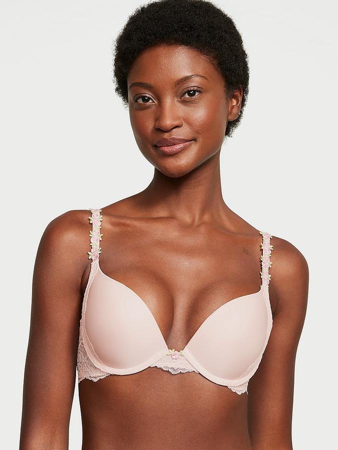 Rosebud Embroidery Smooth & Lace Push-Up Bra image number 0