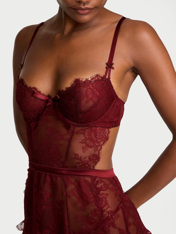 Wicked Unlined Rose Lace Apron Set image number 3