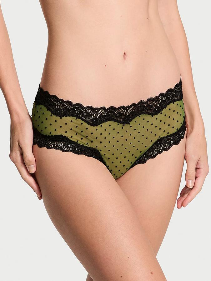 Tease Mesh Lace-Trim Cheeky Panty image number 0