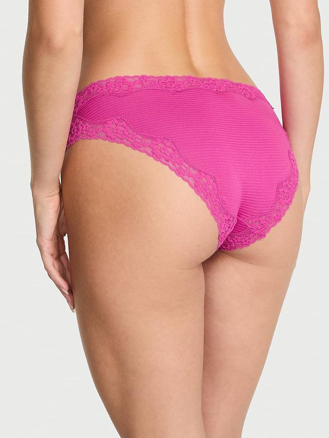 Cotton Shadow Stripe Lace-Waist Bikini Panty