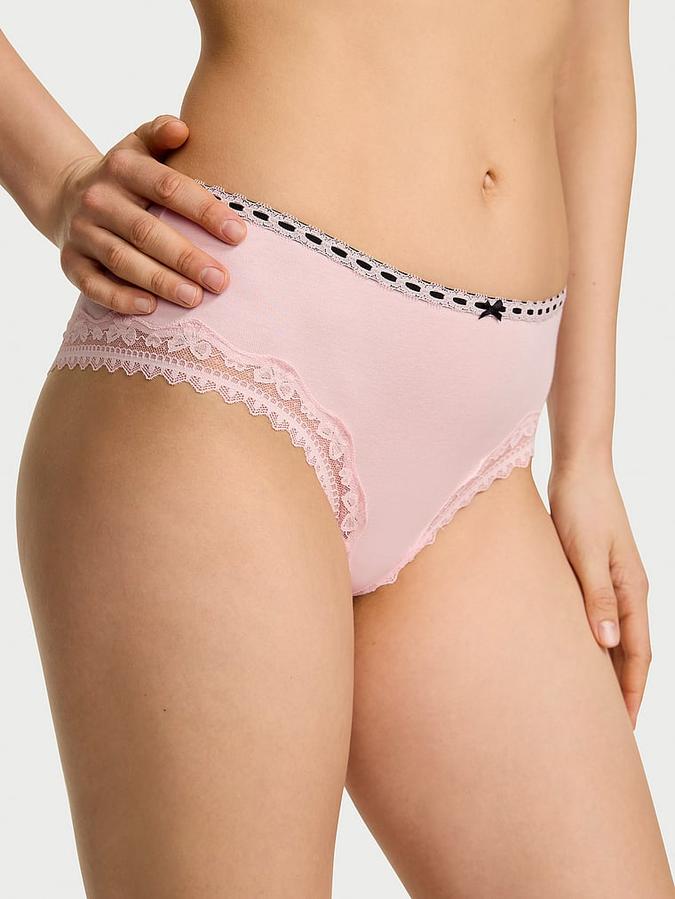 Cotton Bow Lace-Trim Cheeky Panty