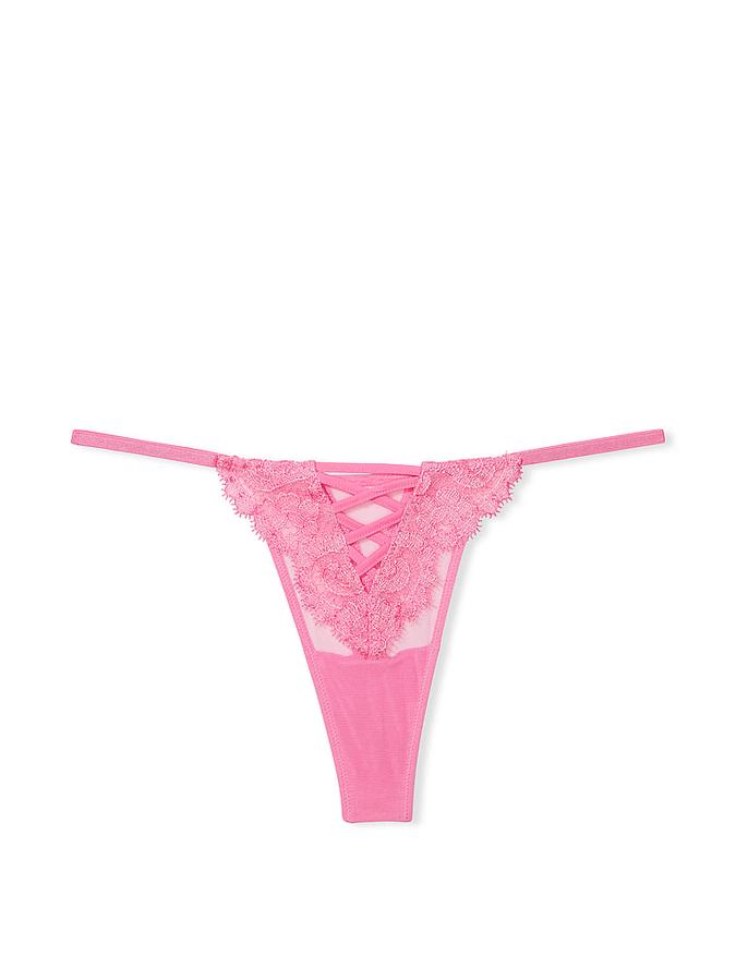 Boho Floral Embroidery Thong Panty image number 1
