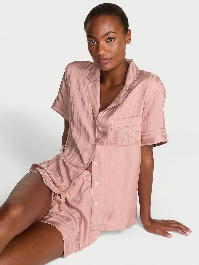 Glazed Satin Short Pajama Set image number 0