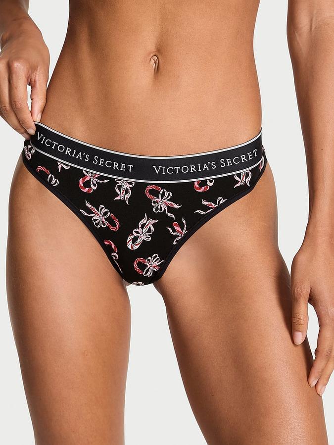 Logo Cotton Thong Panty
