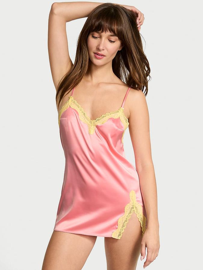 Tease Satin Lace-Trim Mini Slip Dress image number 0