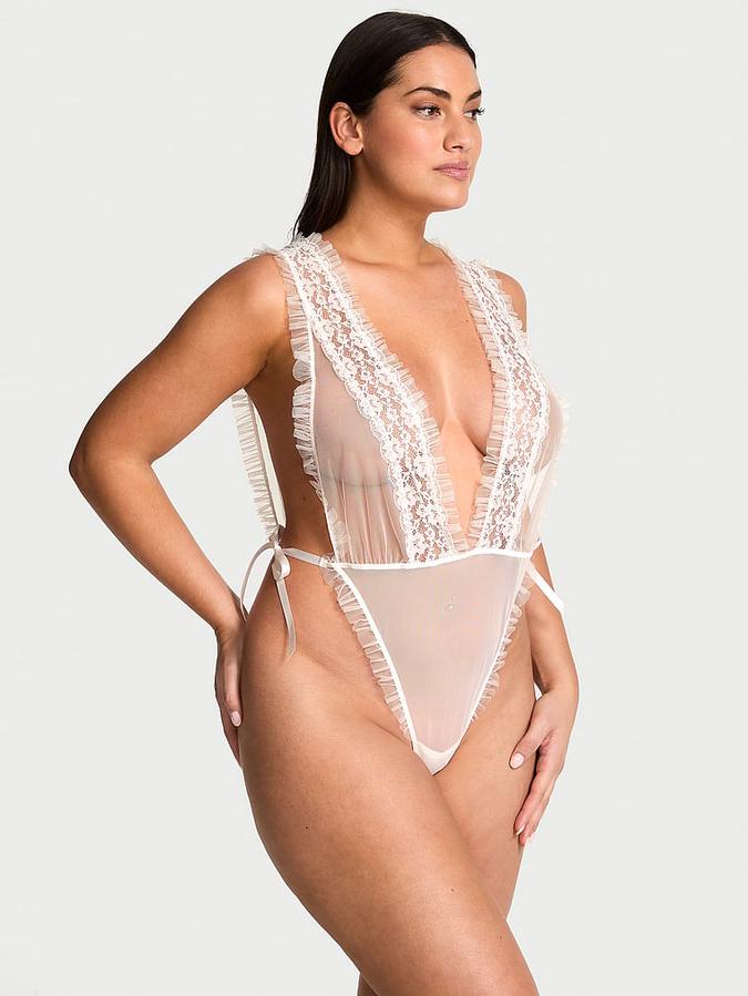 Dare to Dream Lace Sheer High-Leg Teddy image number 0