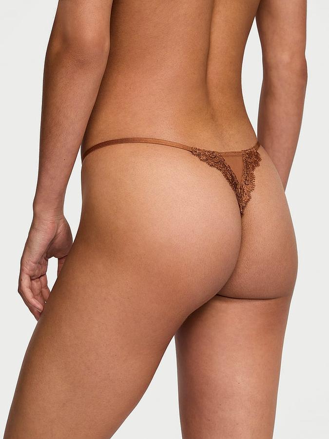 Boho Floral Embroidery Thong Panty image number 1