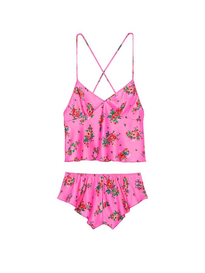 Satin Open-Back Cami & Shorts Set image number 2