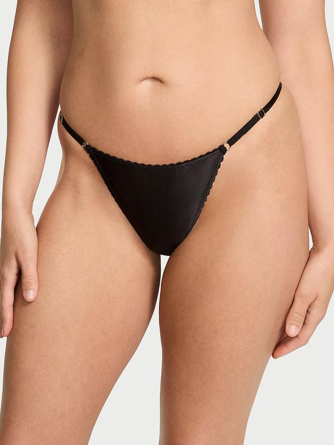Electric Orchid Satin Tassel V-String Panty image number 0
