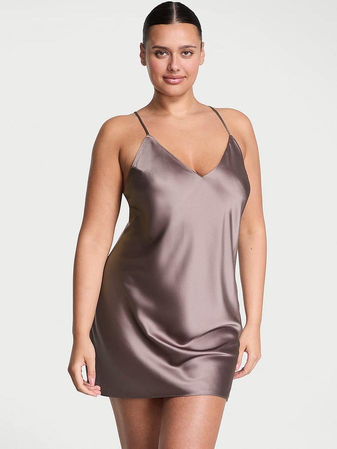 Satin Open-Back Slip Dress