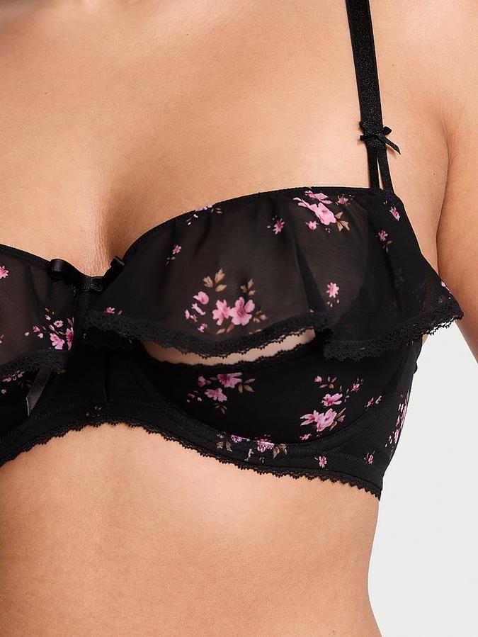 Wicked Unlined Sheer Flutter Open-Cup Balconette Bra image number 4