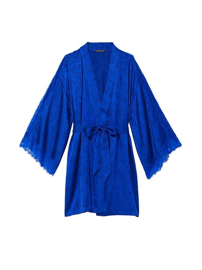 Lace Inset Jacquard Robe image number 2